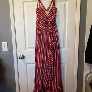 Striped Red and Pink Maxi Dress